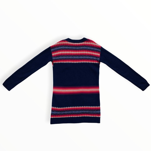 Gap Navy Blue & Red Lambs Wool Fair Isle Cardigan Sweater - Picture 7 of 11